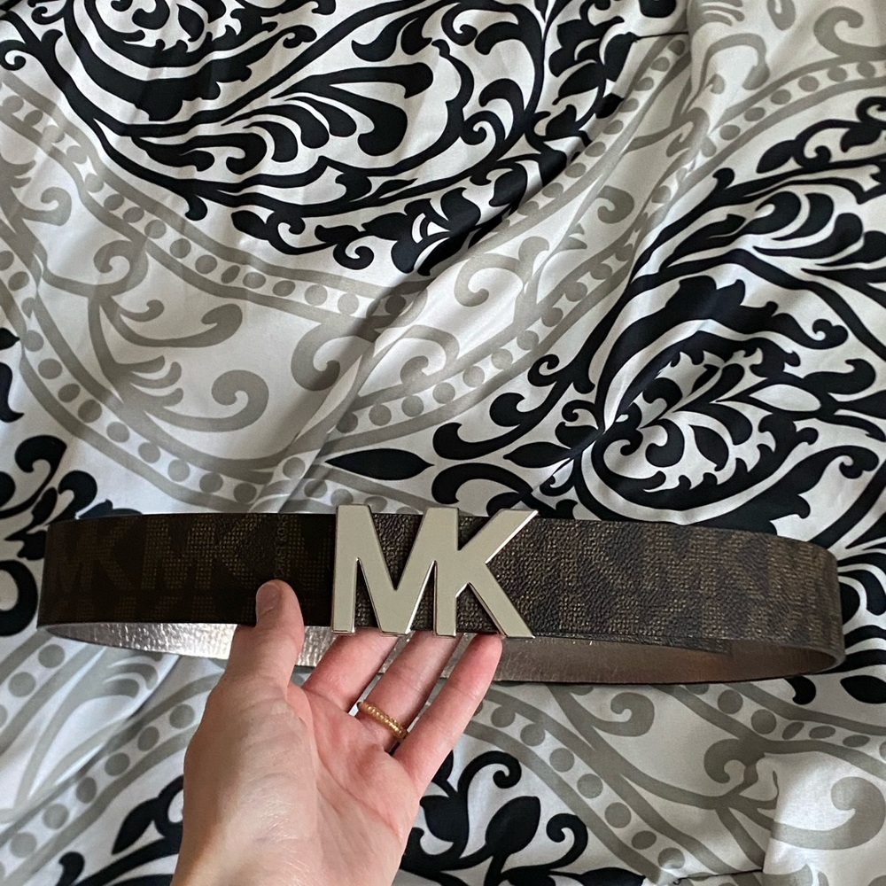 Michael Kors Dark Brown Belt with Silver Logo